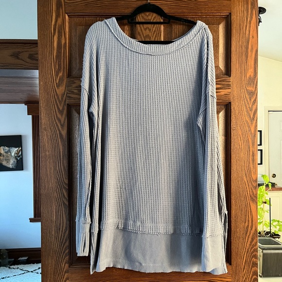 Free People We the Free Pacific Waffle Knit Tunic Length Long Sleeve Thermal szL - Picture 2 of 9